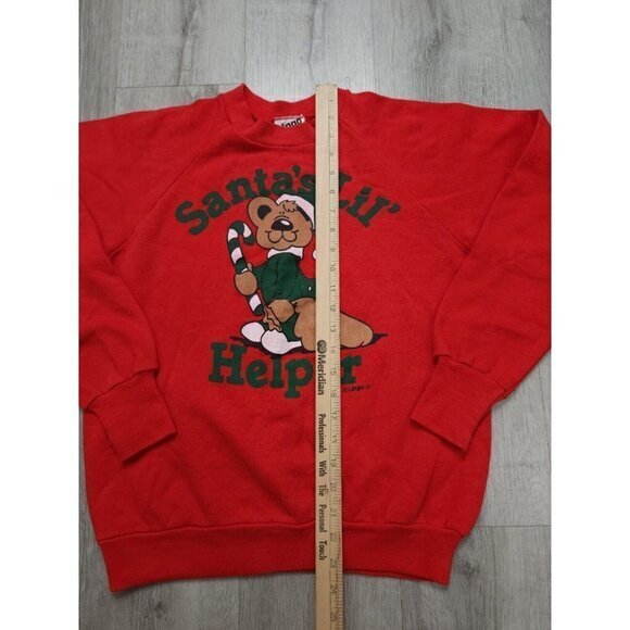 Vintage Santas Lil' Helper 90s Sweatshirt Reindeer Womens Medium Red - Picture 6 of 6